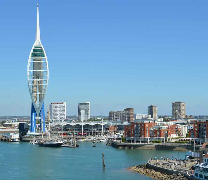Portsmouth The port and Spinnaker Tower from across the water.